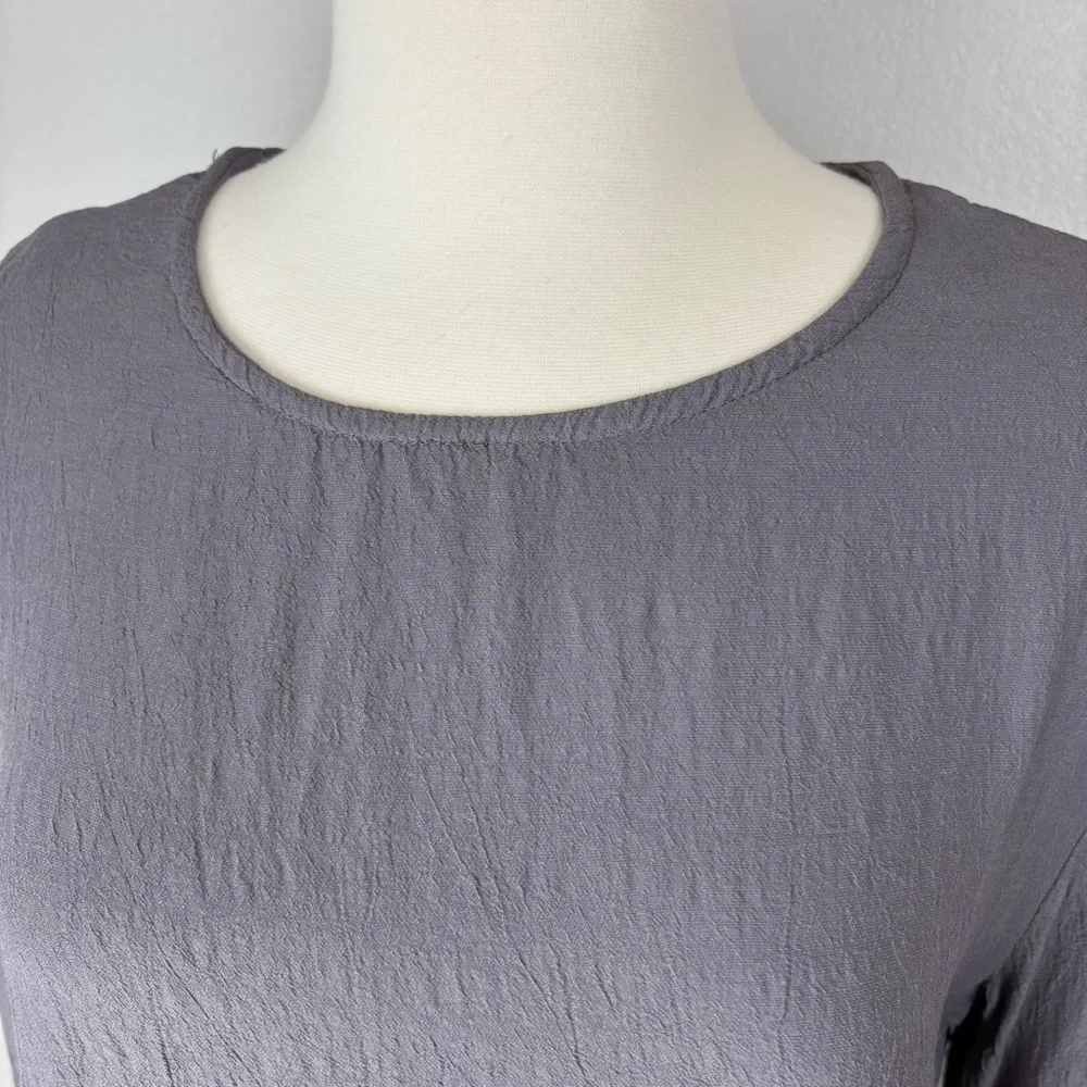 Cut Loose Pullover Top Size S Gray Lightweight Lagenlook Minimalist Crinkle Flow - Picture 3 of 15